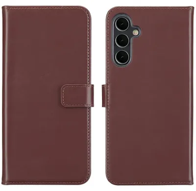 Imagen del producto de Funda de Cuero Auténtico tipo Libro para Samsung Galaxy A16 - Marrón oscuro