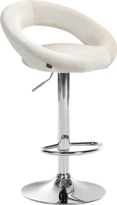 Produktbild von Barhocker MEKIM - Samt Creme 53x47x80 cm Silber | Barstuhl Höhenverstellbar Mit Lehne Drehbar Tresenhocker Tresenstuhl Kneipenhocker Kneipenstuhl