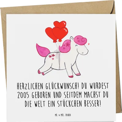 Produktbild von Mr. & Mrs. Panda Grußkarte 2005 Geburtstag - Weiß - Geschenk, Erinnerungen, doppelkarte, Feier, Happy Birthday, Alter, Geburtsjahr, geboren, Klappkarte, faltkarte