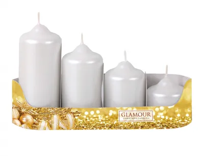 Obrázok produktu pre Nohel Garden adventné sviečky TIERED metalické d4,5x5/7/9/11cm 4ks