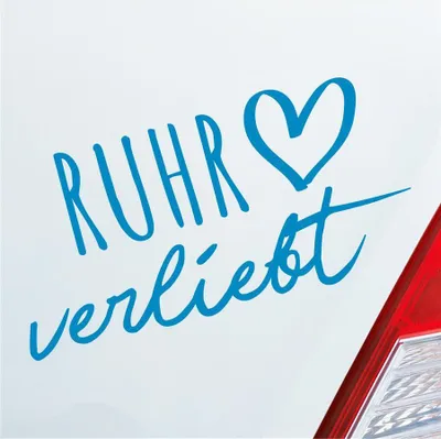 Produktbild von Auto Aufkleber Ruhr verliebt Herz Fluss River Wasser Water Liebe Car 19x10 cm Hellblau Sticker Heckscheibenaufkleber