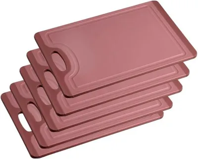 Immagine prodotto di Kesper 30847 | Set da 5 taglieri "Antiscivolo", in plastica, dimensioni: 36,5 x 24,5 x 0,85 cm, colore: rosso