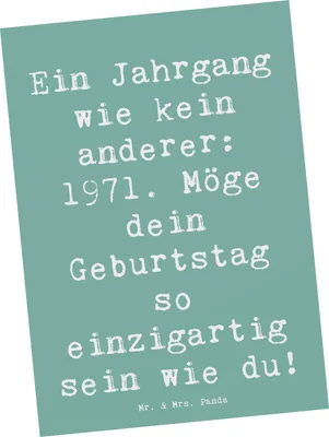 Produktbild von Mr. & Mrs. Panda Postkarte Spruch 1971 Geburtstag - Meeresbrise - Geschenk, handgefertigt, Ansichtskarte, Alter, Geburtstagsgeschenk, Grußkarte, Fotokarte, einzelkarte