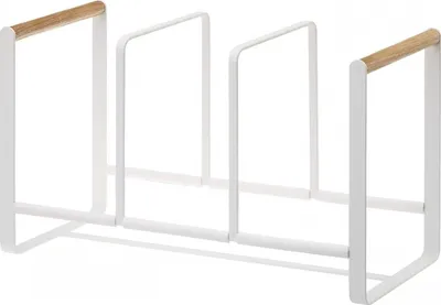 Obrázek produktu pro Stojan na talíře Yamazaki Home Organizér na nádobí bílý kov se dřevem Tosca 02963