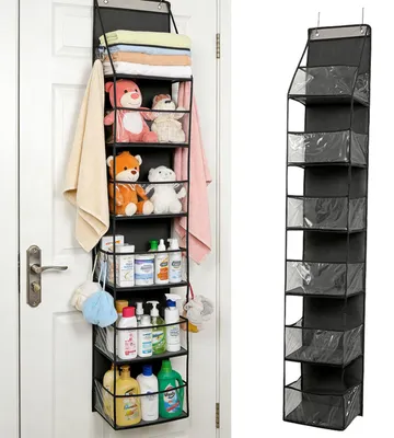 Tür-Organizer mit 6 Ablagen, hängend, grau, 160x30x5 cm