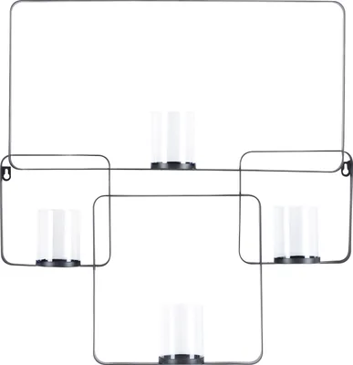 Produktbild von BELIANI Wandkerzenhalter Schwarz Metall 65 cm Geometrisch mit 4 Glaszylindern Industrie Design für Wohnzimmer Schlafzimmer Esszimmer Flur Diele
