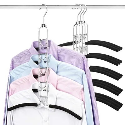 Productafbeelding van Solidchoice - 5-in-1 Antislip Kledinghangers voor Ruimtebesparing, 4 Stuks