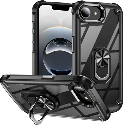 Image de Coque de téléphone portable pour Apple iPhone 17e / 16e en TPU + PC avec protection d'objectif et support pour anneau