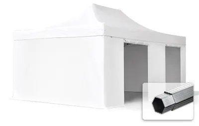 Immagine prodotto di TOOLPORT 4x6m gazebo pieghevole PVC con laterali, PROFESSIONAL alluminio, bianco