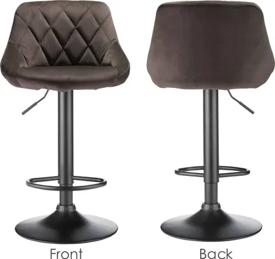 Image de lot de 2 tabourets de bar en velours tabouret de bistrot pivotant réglable en hauteur chaise de bar marron