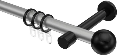 Produktbild von Interdeco Gardinenstange / Vorhangstange Silbergrau / Schwarz, Typ Prestige Luino (Kugel), 20 mm Ø 1-läufig, 600 cm