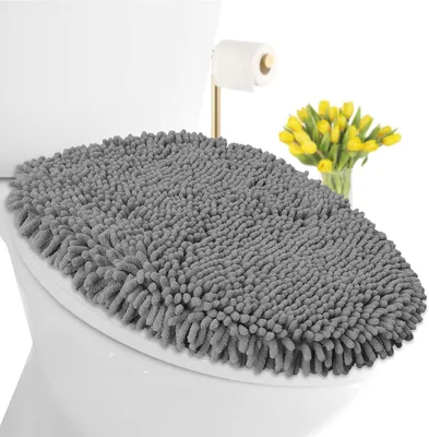 Productafbeelding van Toiletdekselhoes - Zachte zitting - Badkamer comfort - Extra zacht pluche - 45 x 45 cm - Lichtgrijs