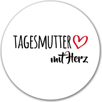 Produktbild von Huuraa Aufkleber Tagesmutter mit Herz 10cm rund Sticker Geschenkidee