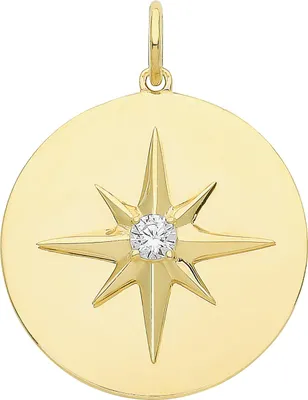 Produktbild von Stylischer 9 Karat (375) Gold Damen - Anhänger mit Zirkonia - 21mm*17mm; TRS34388