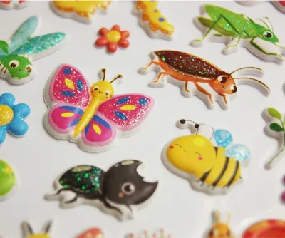 Image de Autocollants en mousse - Insectes mignons - Paillettes