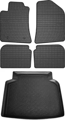 Zdjęcie produktu dla Zestaw dywaników podłogowych i wykładziny bagażnika do Toyota Avensis 2003-2009 gumowe czarne 5x