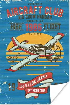 Produktbild von MuchoWow® Poster Mancave - Flugzeug - Vintage - Zitate 60x90 cm - Wanddekoration