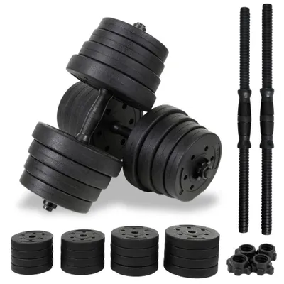 Zdjęcie produktu dla Zestaw hantli 2x15kg hantle bitumiczne 30 kg regulowane FUNFIT trening, trening fitness, podnoszenie ciężarów w domu