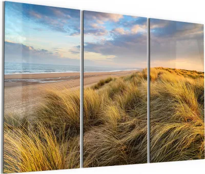 Produktbild von DEQORI Glasbild Echtglas 3x50x100 cm 'Dünen am Meer' Wandbilder XXL groß