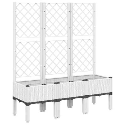 Produktbild von vidaXL Pflanzkübel mit Rankgitter Weiß 120x40x142 cm PP