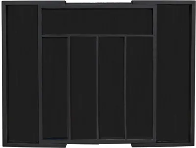 Produktbild von Besteckschublade, ausziehbar - Bambus - 7 Fächer - Für Besteck und Küchenutensilien - Maße: 5,5 x 31,5-48,5 x 37 cm - Schwarz