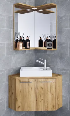 Produktbild von VCM 3-tlg Set | Waschplatz für Gäste WC | Gästebad | Waschtisch Toilette | Badmöbel Eckschrank | Badezimmer Set – Vilosa
