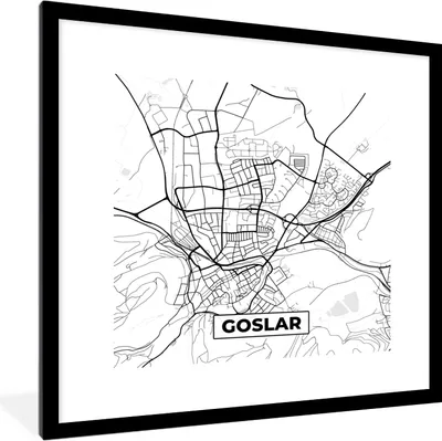 Produktbild von MuchoWow® Gerahmtes Poster Karte - Goslar - Stadtplan 40x40 cm - Poster mit Schwarzem Bilderrahmen Wandposter Rahmen Foto Bilder - Poster - Plakat im Rahmen