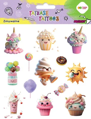 Immagine prodotto di Tatuaggi lavabili Sweets Happy Color