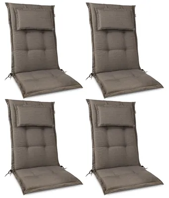 Produktbild von Beautissu 4er Set Premium Gartenstuhlauflage Hochlehner 120x50x7cm, Taupe
