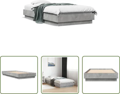 Produktbild von The Living Store Bettgestell Betongrau 75x190 cm Holzwerkstoff