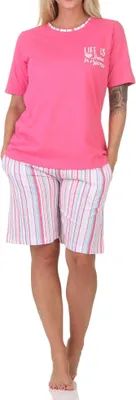 Obrázek produktu pro Normann dámské pyžamo s krátkým rukávem krátké pyžamo v elegantním pruhovaném vzhledu - také v plus size velikosti ; růžová , 36