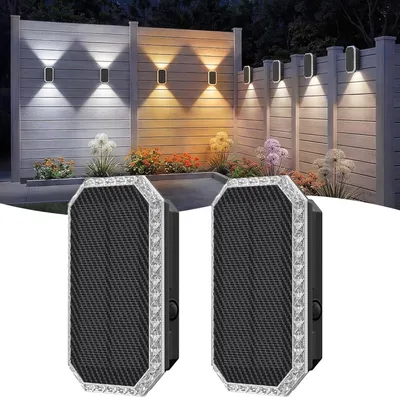 Produktbild von Außen-Wandleuchte Solar Wandleuchte Up and Down Leuchten Aussen IP65 Wasserdicht Solarlampen für Außen Solar Wandleuchte 3 Farben für Hof Garten Pool