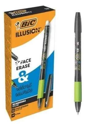 Image de BIC Illusion Noir Stylo à bille Moyen 12 pièce(s)