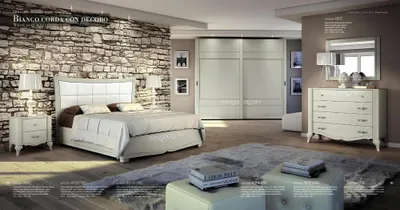 Produktbild von Luxus Set 6tlg Schlafzimmer Bett Nachttisch Kleiderschrank Kommode Spiegel Holz