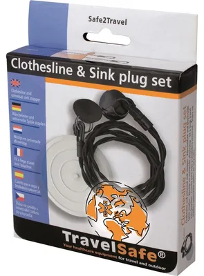 Produktbild von Travelsafe elastische Wäscheleine bis zu 2 m + Universal-Ablaufstopfen