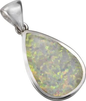 Produktbild von F Anhänger 925/- Sterling Silber 2,8cm weiß synth. Opal weiß 025240062-1