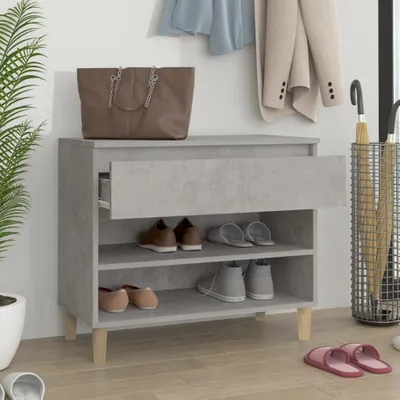 Produktbild von vidaXL Schuhregal Betongrau 70x36x60 cm Holzwerkstoff - Schuhschrank - Schuhschränke - Schuhregal - Schuhaufbewahrung
