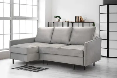 Produktbild von AX LIVING Couch hellgrau Romanii 3sitzer mit Schlaffunktion 220 cm breit L