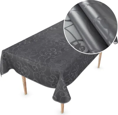 Produktbild von Tischdecke Wachstuch Premium Ornamente Schwarz Robust Wasserabweisend Breite 155 cm Länge 110 cm