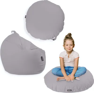 Produktbild von Sitzsack mit füllung 2 in 1 Sitzkissen Bean Bag Outdoor Indoor Wasserfest | Grau 100cm