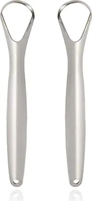 Produktbild von Zungenschaber,-,2er-Pack,Reduzieren,Mundgeruch,Edelstahl-Zungenreiniger,100%,BPA-frei,Metall-Zungenschaber,für,Erwachsene,und,Kinder,Medizinische,Qualität,Grad