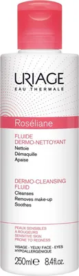 A product shot of a bottle of Uriage Roséliane Dermo-Cleansing Fluid.