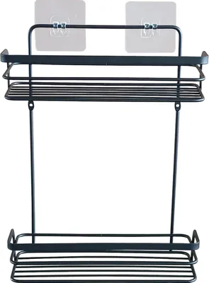 Produktbild von Duschregal Schwarz aus Metall und Kunststoff mit 2 Körben, 26,4x10,5x35 cm