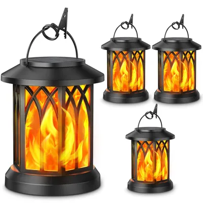 Solar-LED-Leuchten 2er-Set, Flammeneffekt, IP65, schwarz