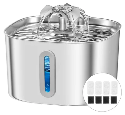 Immagine prodotto di Fontana per gatti - Acciaio inox - 3,2 litri - Filtro - Silenziosa