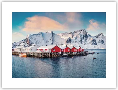 Produktbild von Poster - Poster ohne Rahmen - Lofoten Dorf Angeln - 40x30 cm - Wand Bild - Wanddeko - Wandbilder - Kunstposter - Wandposter - Bilder - Kunstdruck - Wanddekoration - Wandbild - P2XAA40x30-4762