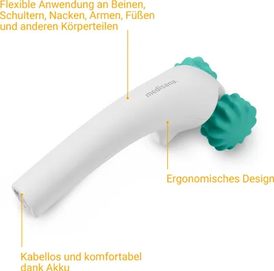 Zdjęcie produktu dla Medisana HM 630, Masaż rolujący, Uniwersalne, Kolor Aqua, Biały, Ergonomiczny, Bateria, 85 mm