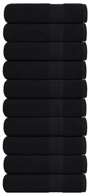 Image de vidaXL Serviettes de bain FROGN, lot de 10, noir, 100 x 150 cm, 360 g/m²