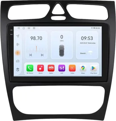 Immagine prodotto di Autoradio con Bluetooth e CarPlay per Mercedes-Benz Classe C/Classe CLK (W203/W209/S203/A209/W168) – Compatibile con Apple e Android – Impianto stereo con sistema di navigazione – 6 GB di RAM, 64 GB di memoria interna