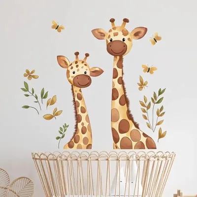 Produktbild von 2 Giraffen Wandsticker für Wanddekoration, Wohnzimmer, Kinderzimmer Dekoration, Aufkleber für Kinderzimmer, Wandaufkleber für Kinder
